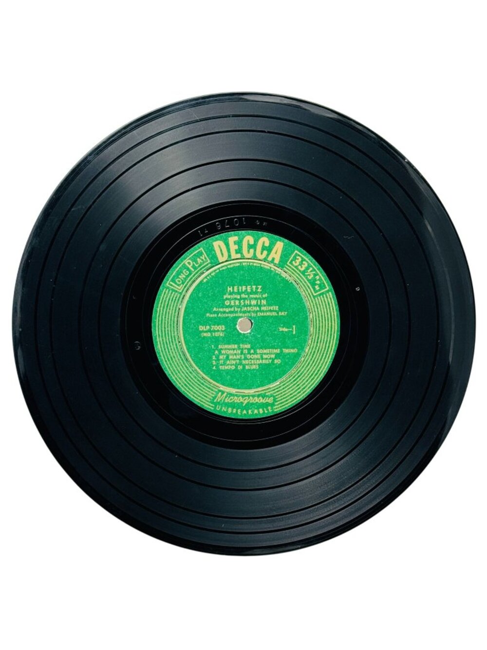 Jascha Heifetz Gershwin Playing The Music Of LP 10 inch 33 1/3 Decca DLP 7003